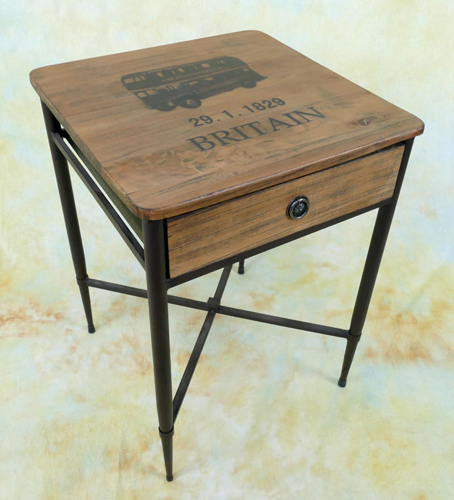Beistelltisch Nachttisch Holz London Bus Schublade Cottage Shabby Tisch