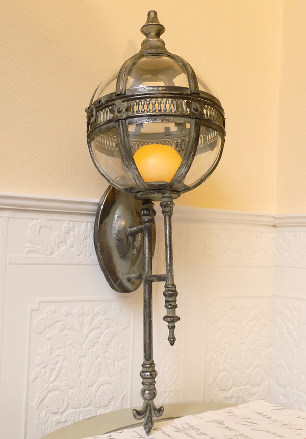 Laterne Windlicht Wandlampe silbergrau Shabby Nostalgie Antik Retro