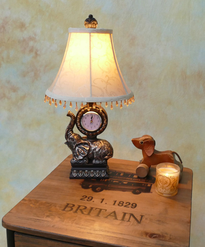 Tischlampe Lampe Schreibtischleuchte Mit Uhr Und Elefant