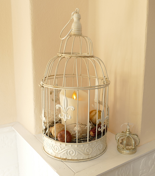 Deko Vogelkäfig Pflanzkäfig Vogelbauer Pflanzkorb Hängekorb Shabby Lilie 38x19cm